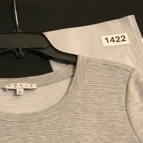 Chaus New York Womens Long Sleeve Gray Tunic Top Metallic Threads Side Zipper Lg - Picture 10 of 10
